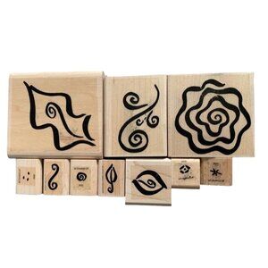 Stampin Up Fabulous Flowers Rubber Stamp Set Wood Mounted Spiral Designs Floral